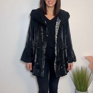 UBU Black Iridescent Shiny Jacket Coat Small